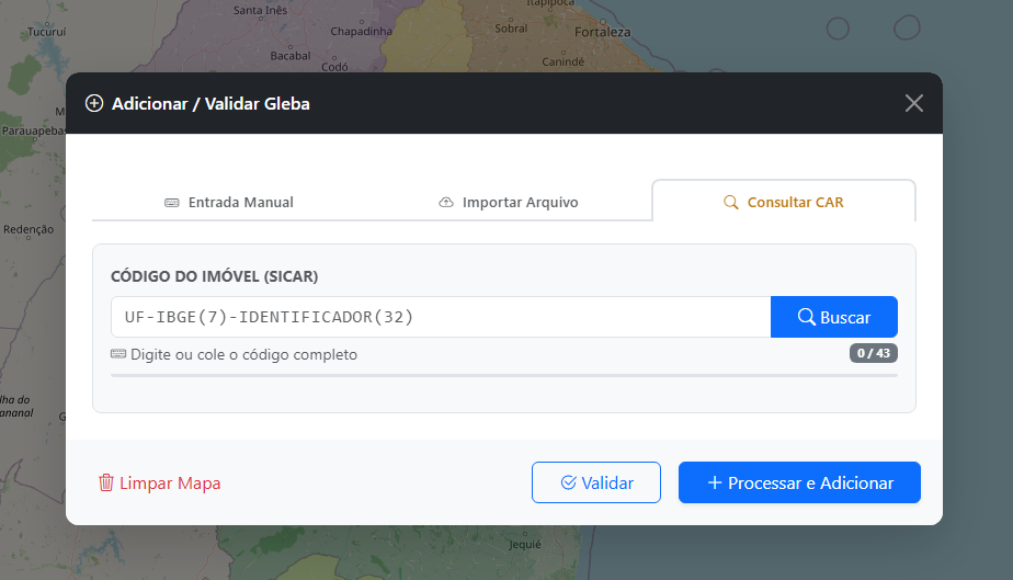 Aba de Busca pelo CAR
